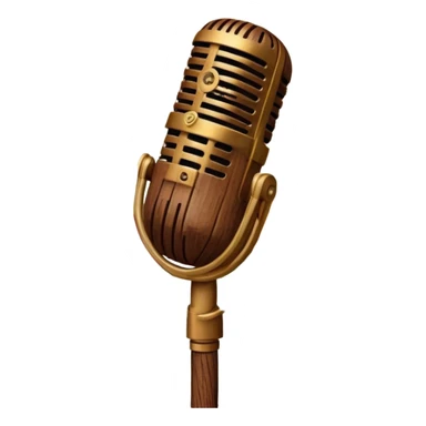 Create a traditional and warm emoji representing folk singing, using a humanless collage. The design should feature a rustic wooden microphone or an old-fashioned folk instrument like a balalaika, gusli, or a domra, placed alongside traditional elements such as a hand-woven scarf or a wooden flute. Include natural, earthy details like wildflowers, musical notes, and rustic textures, evoking the feeling of folk music in its purest form. Use warm, earthy colors like brown, gold, red, and green to create a cozy and organic vibe. The background should be transparent. sticker