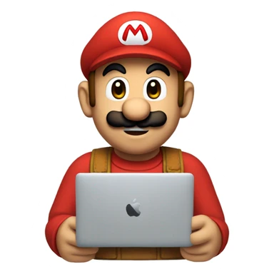 mario with macbook sticker