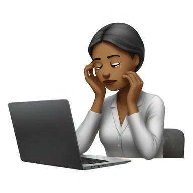 Lady working on computer tired sticker