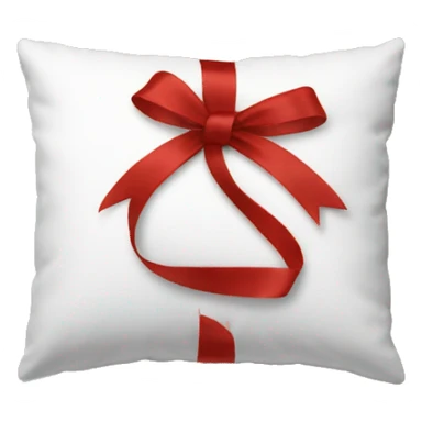 Aesthetic white pillow with red ribbon sticker