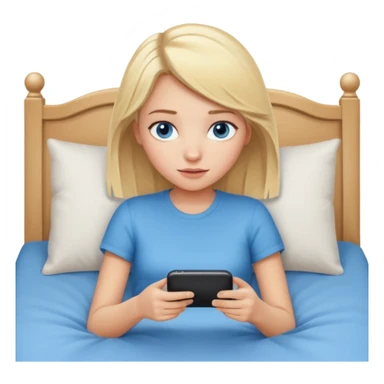 girl texting on bed sticker