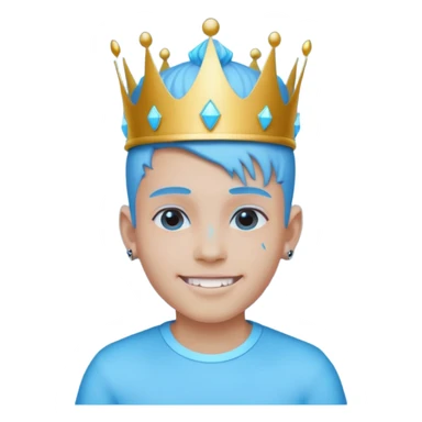 boy neon cyberpunk light blue happy crown white and blue sticker