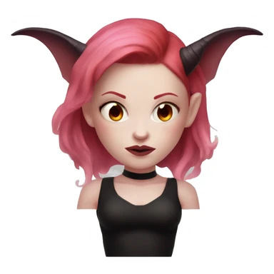 Demon succubus with red hair, pink eyes, and pale skin. She has dark horns and a black crop top. sticker