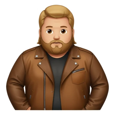 Long hair obese men with beard in leather jacket sticker