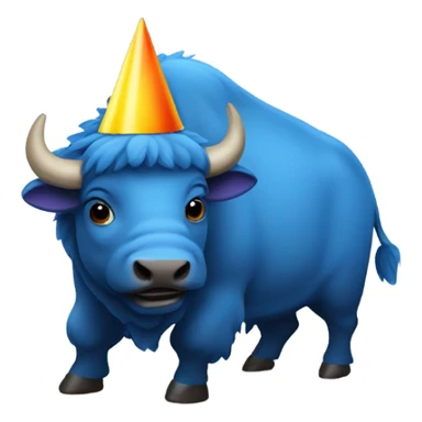 Blue bison with party hat sticker