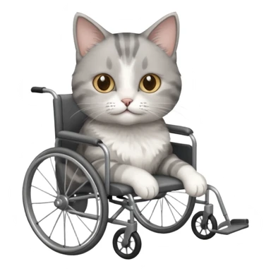 grey and white disabled cat in cat wheelchair sticker