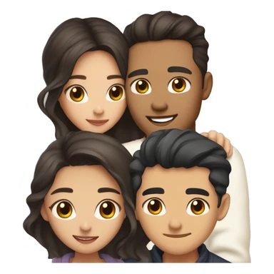 A half pale Asian man with short dark hair and amber eyes embracing and loving a half Asian woman with long wavy dark hair and dark hazel eyes. They love each other a lot And have good fashion taste. And are having a lot of fun sticker