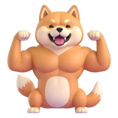 shiba inu showing muscles sticker