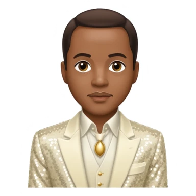 Freddie Jackson, R&B Singer with dark brown hair, ivory sequin outfit sticker