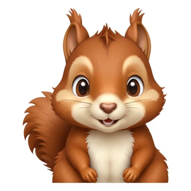 cinematic-cute-squirrel-portrait-emoji,-head-tilted-playfully-and-inquisitively,-featuring-a-fluffy,-vibrant-auburn-fur-with-a-delicate-cream-belly-and-a-bushy-tail,-round,-sparkling-eyes-filled-with-curious-mischief, sticker
