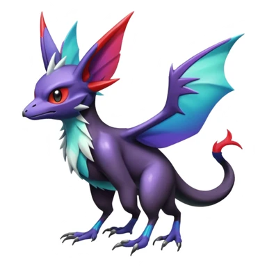 Shiny Noibat-Noivern-Mightyena-Silvally-Fakémon-hybrid-creature (full body)  sticker