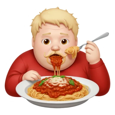 Terrifying fat man stuffing his face with a bowl of spaghetti  sticker