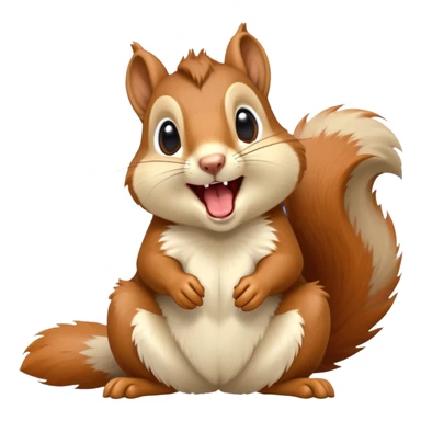 cinematic-cute-yawning squirrel-portrait-emoji,-head-tilted-playfully-and-inquisitively,-featuring-a-fluffy,-vibrant-auburn-fur-with-a-delicate-cream-belly-and-a-bushy-tail,wide-open yawn, revealing a soft grey  -round,-sparkling-eyes-filled-with-curious-mischief, sticker