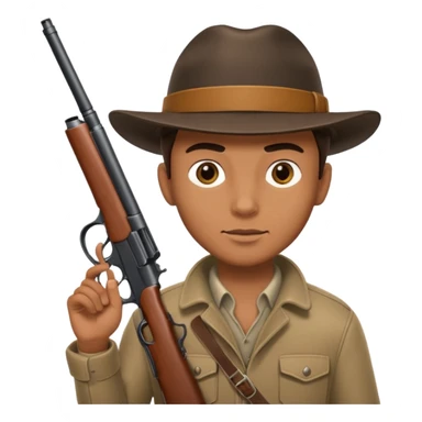 male hunter holding a gun, simple, clear expression sticker