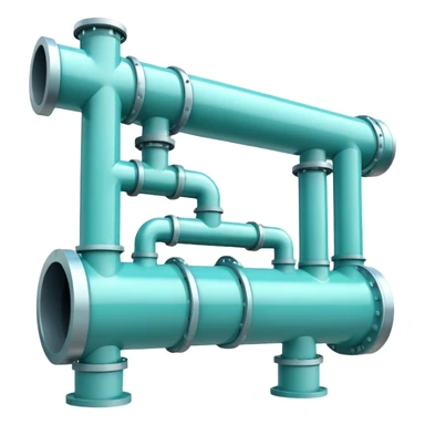 Gas pipeline in cool tones with sky blue, teal green, white, and light gray sticker
