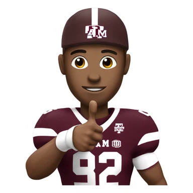 Texas a&m 12th man football player holding up a thumb sticker