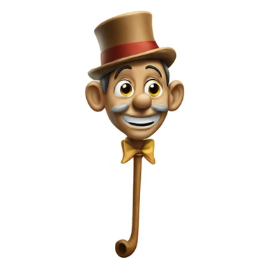 Pinocchio with a stick like long nose that comes out from his face sticker