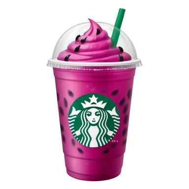 Starbucks dark pink dragonfruit refresher. white opaque lid. starbucks logo. sticker