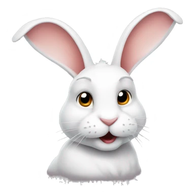 A white rabbit with an X as a mouth and two big ears sticker