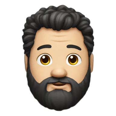 Short man with lots of black hair and big beard, very fat, dressed like a bum taht looks like hagrid sticker