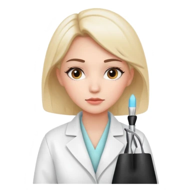 girl cosmetologist, thoughtful expression, soft colors, beauty clinic vibe sticker