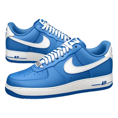 blue Nike Air Force 1 sneakers with white swoosh logo sticker