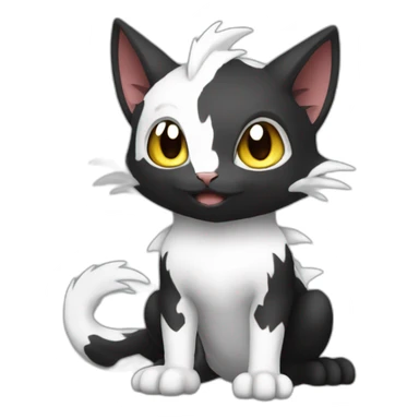 Sitting-Black-and-White-cat-dragon-type-pokemon sticker