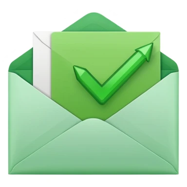 a letter with green checkbox inside the white envelop sticker