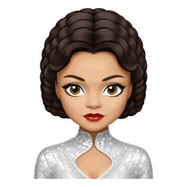 Eartha Kitt with dark brown hair, white sequin outfit sticker