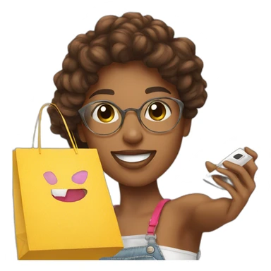 influencer taking selfie with a shopping bag sticker