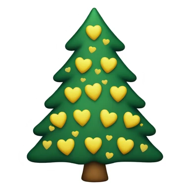 Christmas tree with yellow and blue hearts sticker