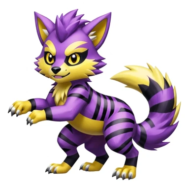 Shiny furry cool Zeraora-Lombax-Obstagoon-fusion sticker