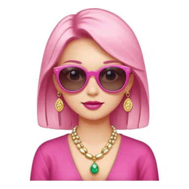 pink girl with wealth with sunglass on top sticker