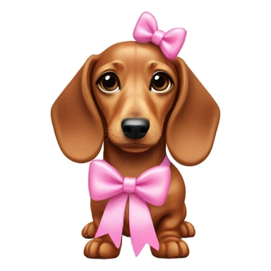 Miniature dachshund wearing a pink bow sticker