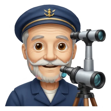 old sailor looking through a telescope, sailor smiling sticker