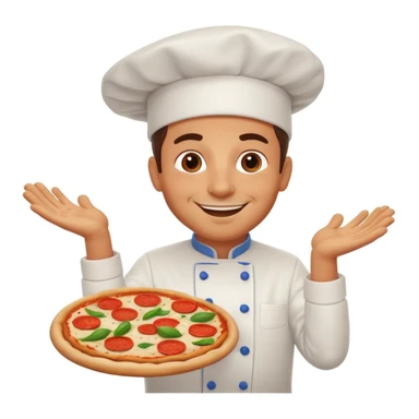 smiling Italian chef spinning pizza dough sticker
