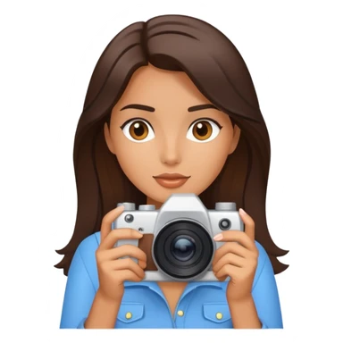 Brunette model with a camera sticker