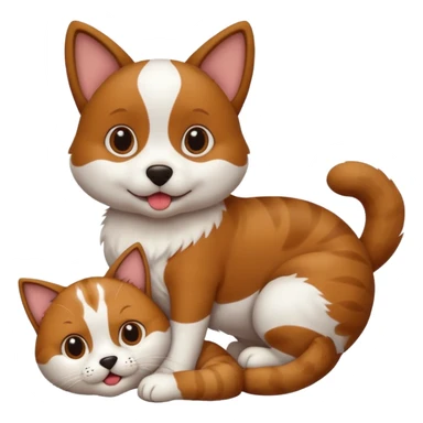 Un chien sur un chat  sticker