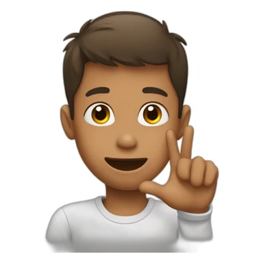 A boy showing heart sign with his hand sticker