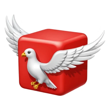 Red lucky block  with white wing sticker
