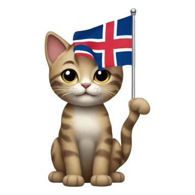 Cat holding Norwegian flag  sticker