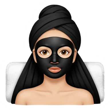 Lady with face mask black spa beauty full face relaxing hot sticker