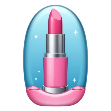 A glossy pink lipstick with a crystal-clear casing. sticker