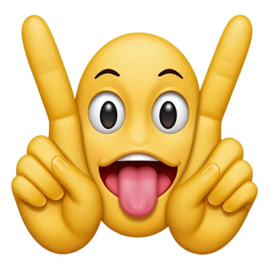 Tongue sticking out between two fingers sticker