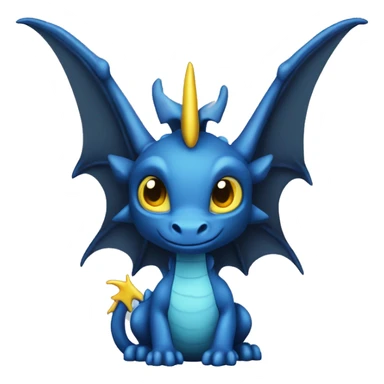 a dark blue dragon with yellow horns, black and white eyes, small blue ears and light blue wings sticker