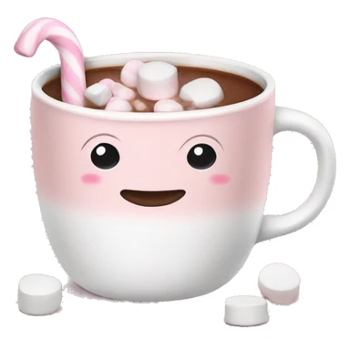 Light Pink mug of hot chocolate with marshmallows  sticker