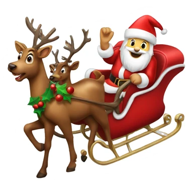 Christmas sleigh with reindeers and Santa sticker