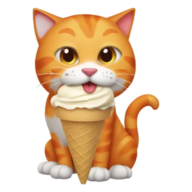 Orange Cat eating ice cream sticker