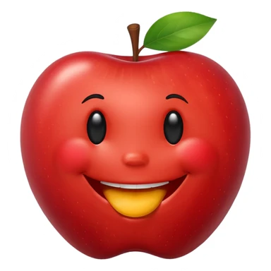 smiley face eats apple sticker