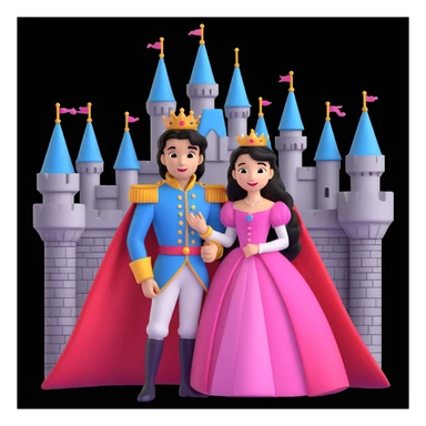 prince and princess disny dress close up photo in castle sticker